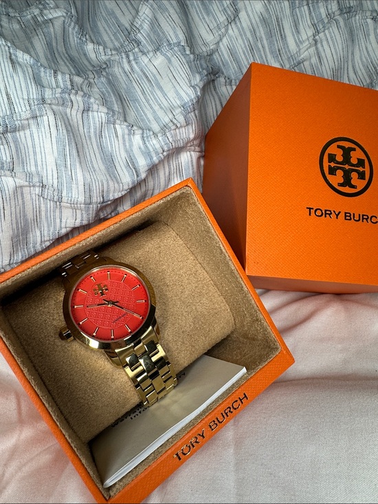 Tory Burch Jewelry - Tory Burch Gold-Tone Watch with Coral Dial with Box
